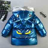 Kid Boys Plush Thick Glossy Cotton Jacket Windproof Winter Coats