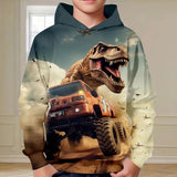 3-12Y Kid Boys 3D Dinosaur Fall Winter Fashion Streetwear Hoodie Pullover