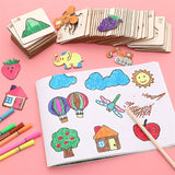 20pcs/48pcs/ 60pcs Montessori Kids Drawing Toys Wooden DIY Painting Template Stencils