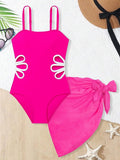 Kids Girls Swimsuit Beach Color Block Vacation Fashion  Bathing Suits