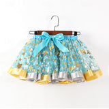 2 Pcs Kids Girls Cute Patchwork Yellow Pink Blue Skirts