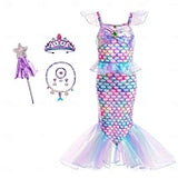 Book Week 2026 The Little Mermaid Little Mermaid Mermaid Tail Aqua Princess Dress Halloween Dress Cosplay Costume Theme Party Costume Cosplay Movie Cosplay for Girls' Kid's Carnival Masquerade