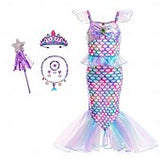 4 Pcs/Set Kid Girl Little Mermaid Tail Princess Halloween Cosplay Costume Party Carnival Dresses