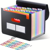 1pc 25 Gride Expanding File Folder File Organizer Portable Expandable Plastic Filing Box Organizer