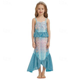 2 Pieces Kids Girls Mermaid Swimwear Set Sleeveless Vacation Swimsuits