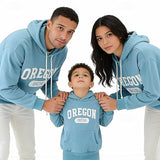 Family Matching Letter Casual Print Long Sleeve Active Hoodie Pullover