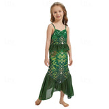 2 Pieces Kids Girls Mermaid Swimwear Set Sleeveless Vacation Swimsuits