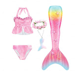 Kids Girls Five Piece Mermaid Swimwear Bikini Rainbow Cute Swimsuits