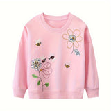 Kid Baby Girl Cozy Cotton Sweatshirt Cute Embroidery Long Sleeve Shirts