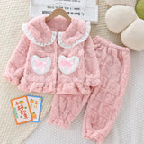 Kid Boy Girl Autumn Winter Coral Velvet Padded Warm Pajamas