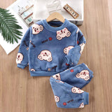 Kid Baby Girls Thickened Flannel Winter Suits Pajamas