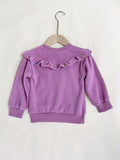 Kid Baby Girls Ruffled Strawberry Embroidery Crew Neck Sweatshirt