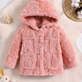 Kid Baby Girl Cozy Hooded Flannel Jacket Cute Animal Coats