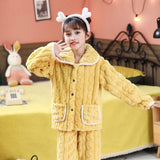 Kid Girl Autumn Winter Coral Velvet Flannel Thickened Pajamas