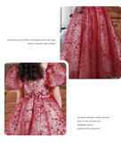 Kid Baby Girl Red Pompous Host High-end Luxury Dresses