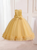 Flower Girl Formal Maxi Grace Tulle Stitching Catwalk Piano Princess Dress