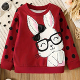 Kid Baby Toddler Girls Rabbit Polka Dot Print Long Sleeve Sweatshirt