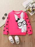 Kid Baby Toddler Girls Rabbit Polka Dot Print Long Sleeve Sweatshirt