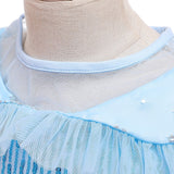 Book Week 2026 Kids Girls' Frozen Elsa Princess Costumes Dress Snowflake Flower Tulle Dress Birthday Party Sequins Patchwork Full Length Blue Maxi Short Sleeve Elegant Cosplay Dresses Regular Fit