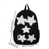 Kids Black Backpack with White Star Patches Cute School Bag for Girls and Boys
