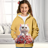 3-12Y Kid Girls 3D Cat  Fall Winter Fashion Cute Coat Outerwear