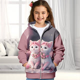 3-12Y Kid Girls 3D Cat  Fall Winter Fashion Cute Coat Outerwear