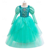 Kids Girls Party Solid  Performance Mesh Fashion  Princess Maxi Party Dress