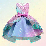 Kids Girls Party Mermaid Sleeveless Formal Ruffle Elegant Swing A Line Dress
