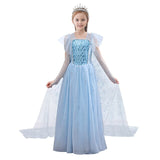 Book Week 2026 Kids Girls' Frozen Elsa Princess Costumes Dress Snowflake Flower Tulle Dress Birthday Party Sequins Patchwork Full Length Blue Maxi Short Sleeve Elegant Cosplay Dresses Regular Fit