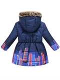 Kids Girls Floral Hooded Warm Snow Thermal Padded Outerwear Coats