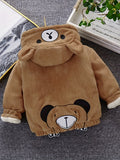 Kid Baby Girl Cute Bear Corduroy Hooded Jacket Warm Coats