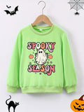 Kid Boy Girl Creative Spook Ghost and Pumpkins Cartoon Graphic Pullover