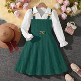 5-12Y Kid Girls Patchwork Striped Stylish Long-sleeve Autumn Dresses