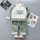 Kid Baby Boy Girl Autumn Winter Plush Thick Winter Flannel Pajamas