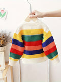 Kid Baby Girl Rainbow Striped  Soft Cozy Pullover Sweater