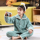 Kid Girl Autumn Winter Coral Velvet Flannel Thickened Pajamas