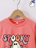 Kid Boy Girl Creative Spook Ghost and Pumpkins Cartoon Graphic Pullover