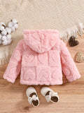 Kid Baby Girl Heart Pattern Fleece Hooded Jacket Warm Thickened Coat