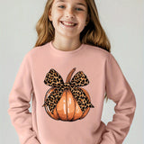 Kid Girl Cozy Cute Pumpkin Print Soft Polyester Round Neck Shirts