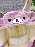 Kid Baby Girl Cute Bear Corduroy Hooded Jacket Warm Coats