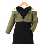 Kid Girl Off-shoulder Long Sleeve Dress