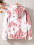 Kid Girl Adorable Fuzzy Teddy Hoodie Tops With Bag Set