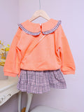 Kid Girls Elegant  Comfy Cotton Outfits Long Sleeve Knitwear 2pcs Sets