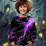 4-12T Kid Halloween Boys 3D Lightning Spring Fall Fashion Sweatshirt