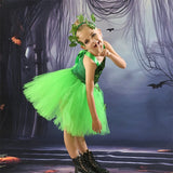 Kids Girls' Dress Party Dress Leaf Witch costume kids halloween custome Sleeveless Performance Special Occasion Mesh Elegant Fashion Beautiful Polyester Knee-length Party Dress Swing Dress Tulle Dress