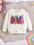 Kid Baby Girl Cozy Christmas Long Sleeve Polyester Sweatshirt