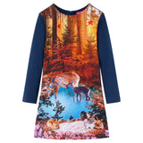 Kid Girl Dress  Long Sleeves Navy Blue Dress