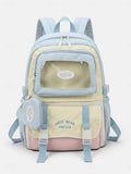 Kid Women Macaron Polyester Backpack Large Capacity School Bag
