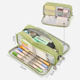 Pencil Cases Wear-Resistant Multifunction With Zipper Canvas for School Office Student