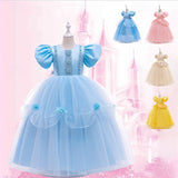 Kids Girls Cosplay Party Solid Short Sleeve Performance Mesh Party Dress